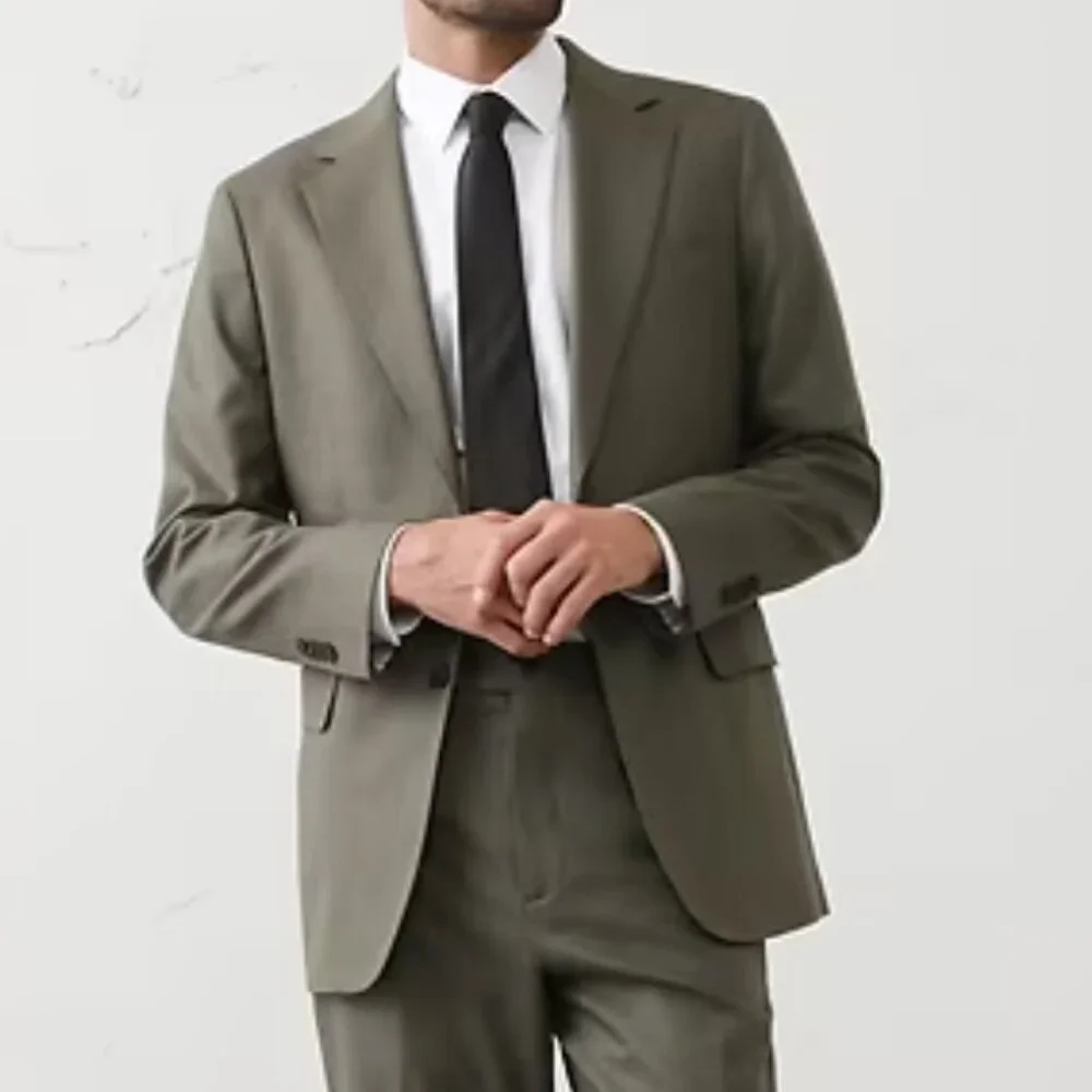 Banana Republic Tailored-Fit Sharkskin Sage Green Suit Jacket, 40S, EUC